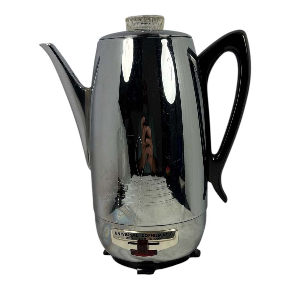Vintage Universal Coffeematic 4460 Percolator Coffee Pot Maker MCM Chrome Tested